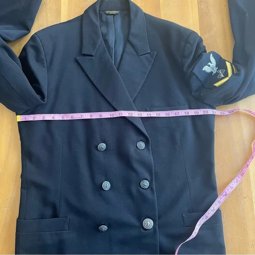 Authentic Military U.S. Navy Officers Jacket Double Breasted Eagle 3 Stripes Key